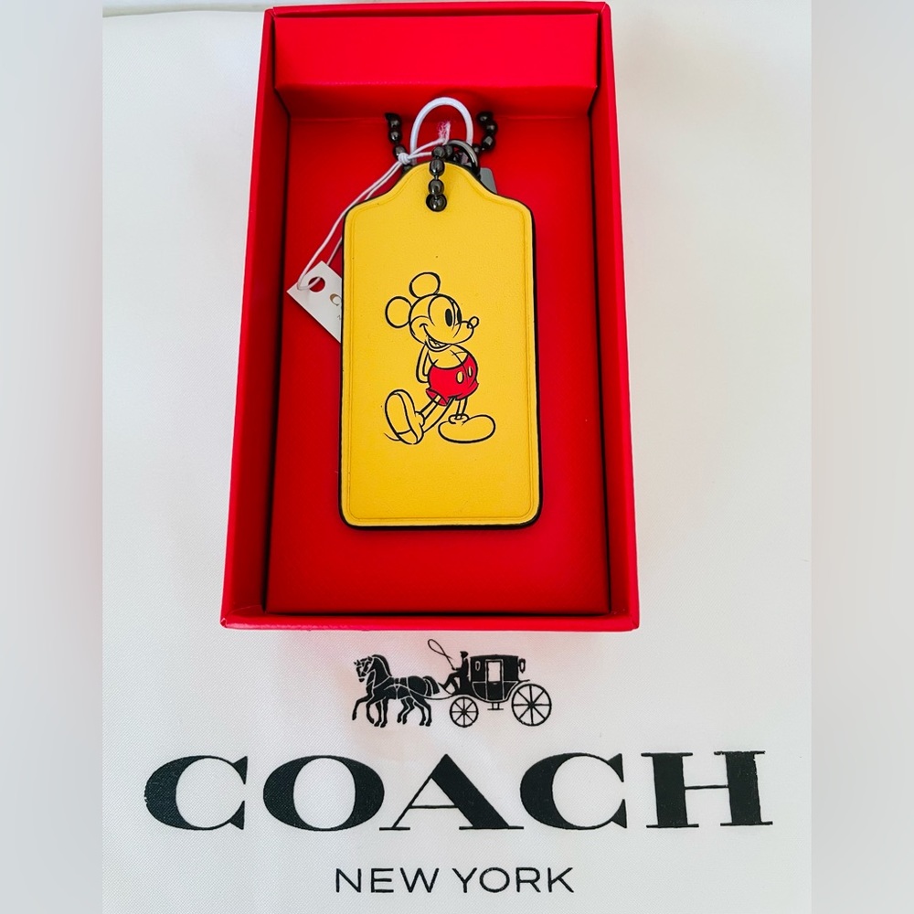 BNIB Yellow Disney x Coach Mickey Hang Tag